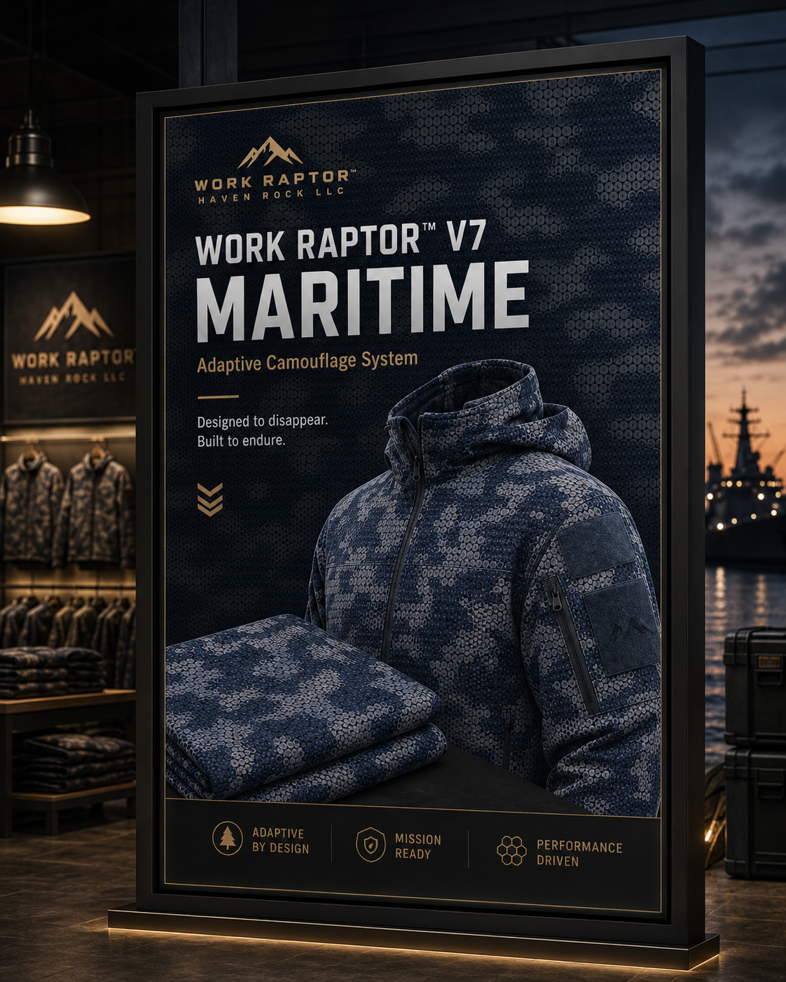 Work Raptor™ V7 Maritime — Framed Concept