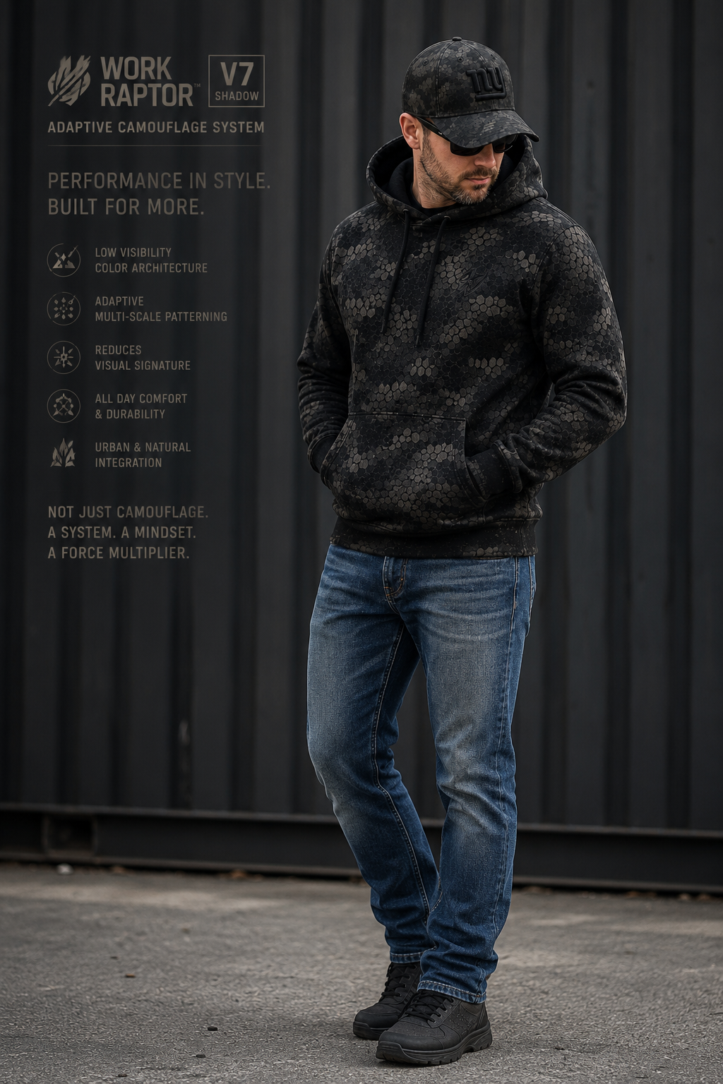 Work Raptor V7 Shadow — Lifestyle Hoodie